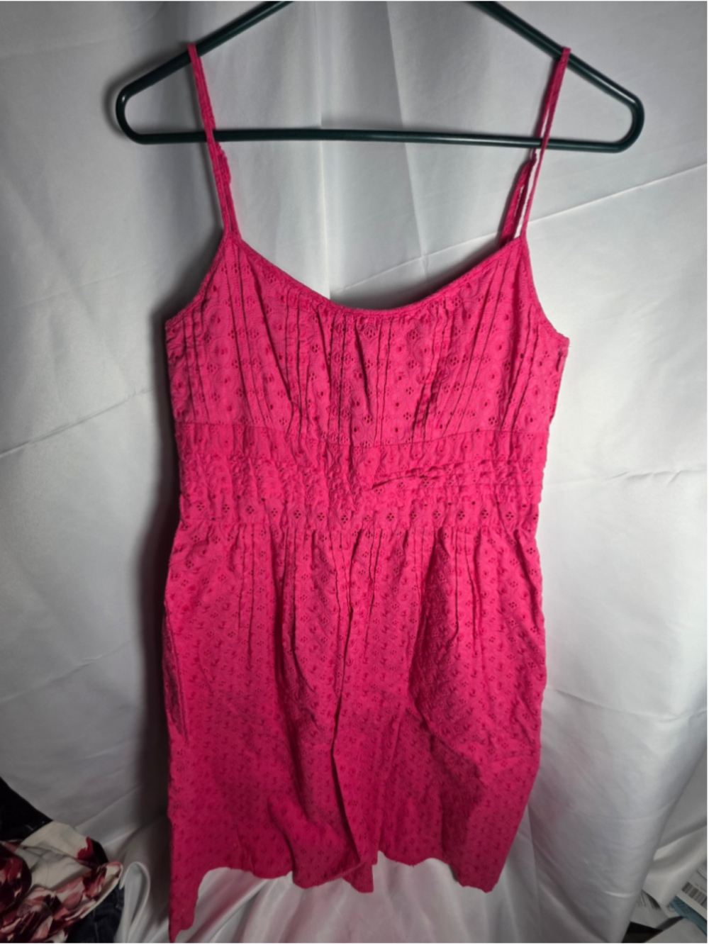 Women's Ann Taylor Petite Mini Dress 6P Pink Eyelet Sleeveless trendy coquette